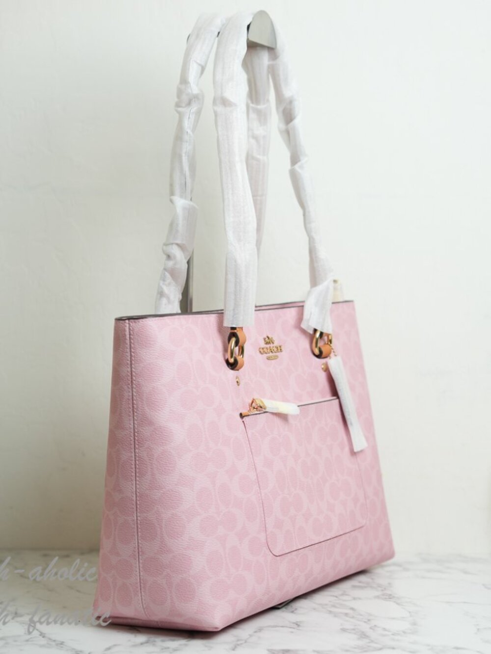 COACH CEA21 Station Tote Bag In Signature Canvas Leather Powder Pink NWT - Picture 3 of 11